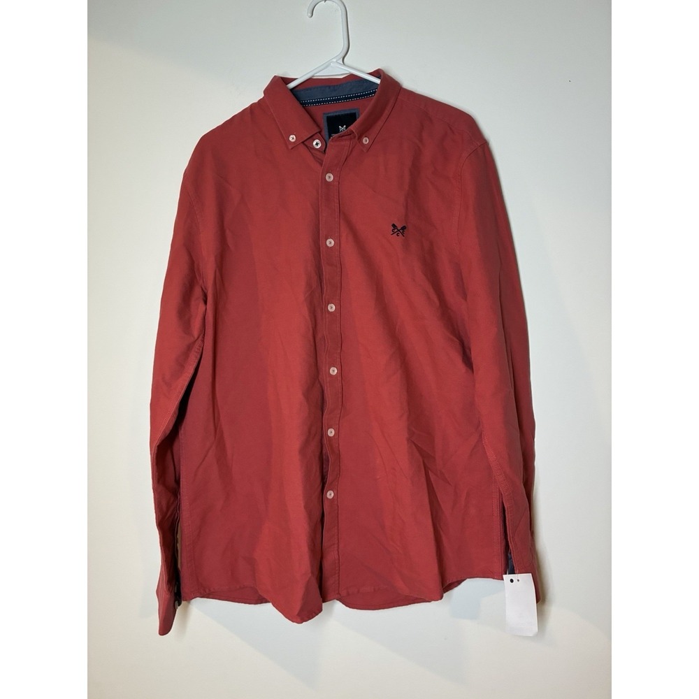 NWT Crew Clothing Company Shirt Mens XL Slim Button Up 100% Cotton Coral
